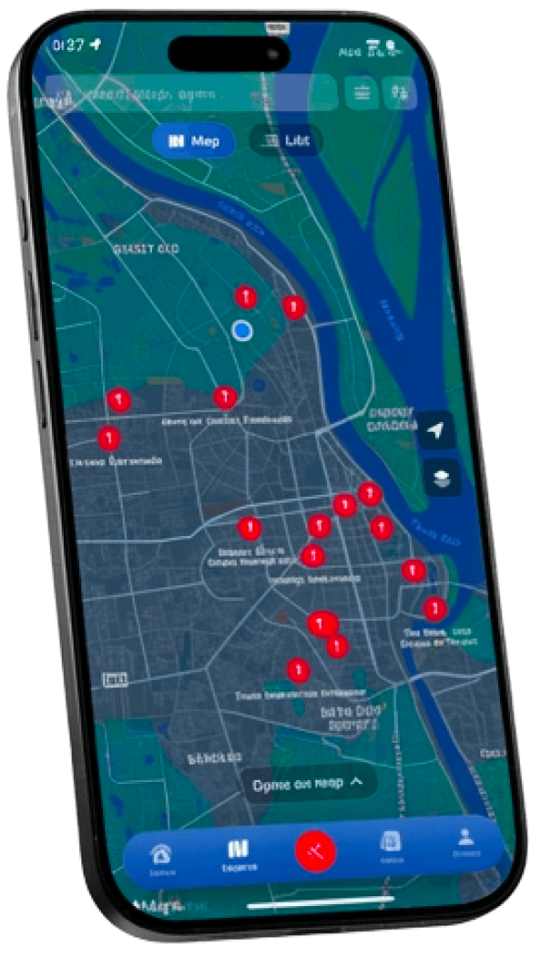 XTRY map view on iPhone